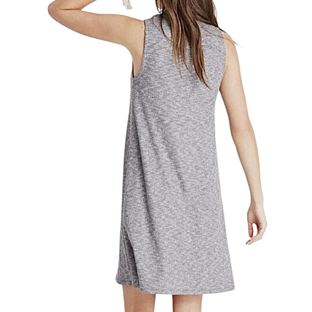 Madewell Gray Ribbed Lightweight Sleeveless Swing Dress Size XS NWOT - Picture 4 of 10